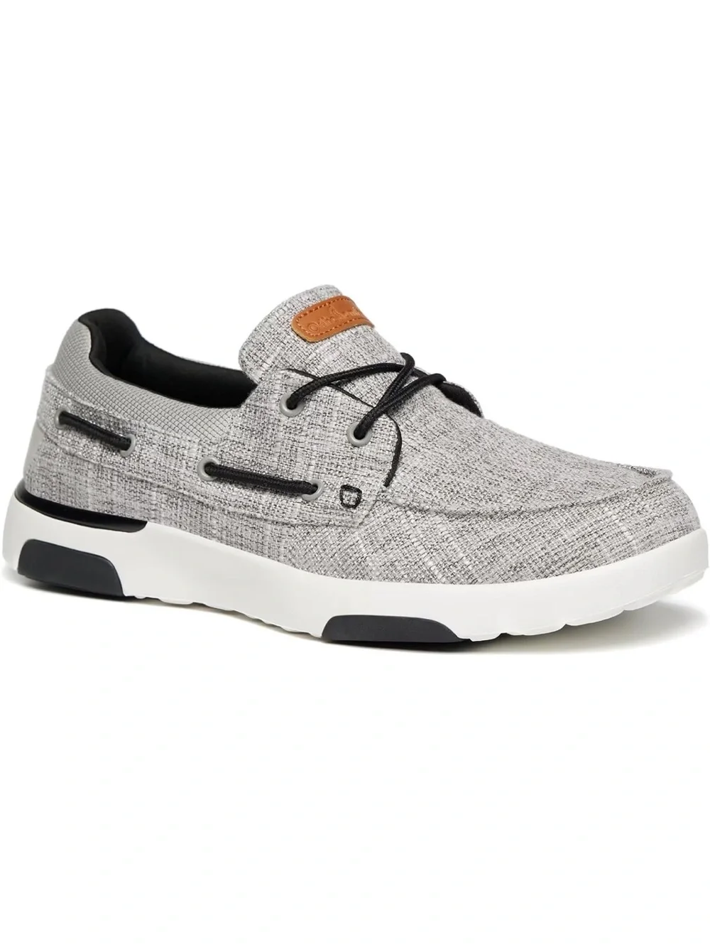 Light Gray Men's Slip-On Boat Shoe with Cushioned White Sole, Size 46 (11.5 US)